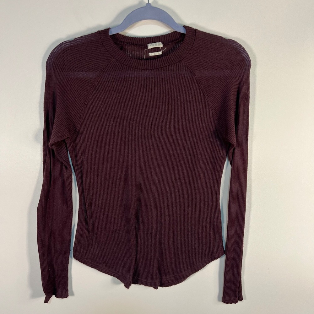 Out From Under Urban Outfitters Burgundy Ribbed Thermal Long Sleeve Top Small